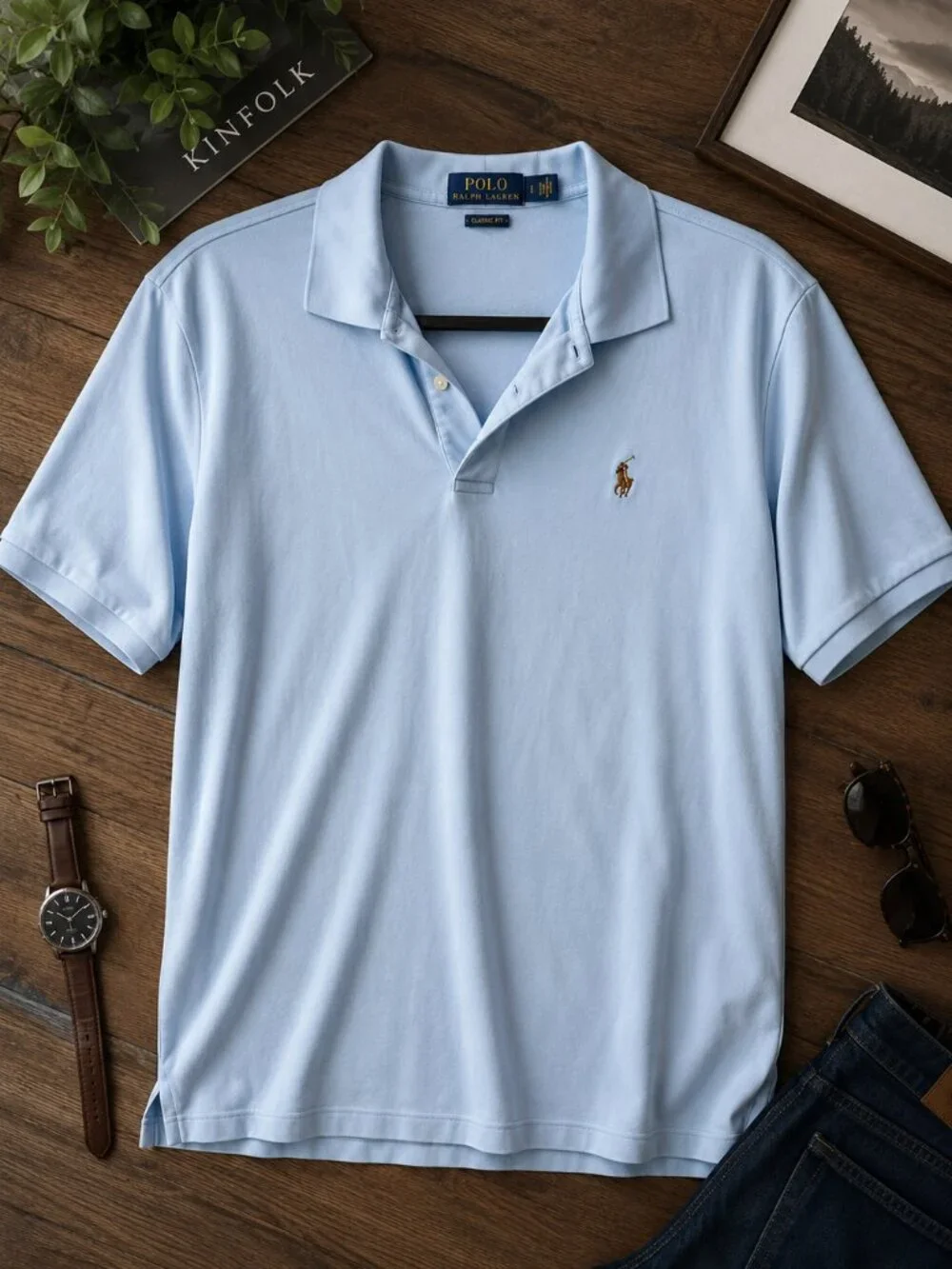 Polo Ralph Lauren Men’s Classic Fit Polo Shirt Light Blue Pony Logo Size Large